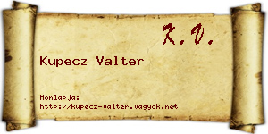 Kupecz Valter névjegykártya